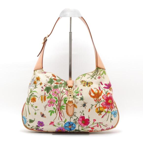 Gucci Jackie Hobo Flora Canvas Shoulder #182504G69B - Picture 1 of 15